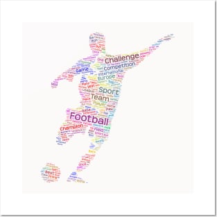 Football Footballer Silhouette Shape Text Word Cloud Posters and Art